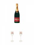 Piper-Heidsieck Brut Champagner 0,75 Liter + 2 Stck Piper-Heidsieck Glas mit Schriftzug und Eichstrich