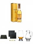 Glenmorangie 10 Jahre The Original Single Malt Whisky 0,35 Liter + Kseplatten - 1 er - Set 22 x 16 aus Schiefer fr Dinnerpartys und Veranstaltungen + Schiefer Glasuntersetzer eckig ca. 9,5 cm  2 Stck + The Glencairn Glass Whisky Glas