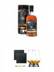 Black Bull 12 Jahre Deluxe Blend Duncan Taylor 0,7 Liter + Schiefer Glasuntersetzer eckig ca. 9,5 cm  2 Stck + The Glencairn Glass Whisky Glas Stlzle 2 Stck