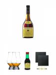 Torres 10 Jahre Brandy Gran Reserva spanischer Brandy 0,7 Liter + The Glencairn Glass Whisky Glas Stlzle 2 Stck + Cardenal Mendoza spanischer Brandy 0,05 Liter Miniatur + Schiefer Glasuntersetzer eckig ca. 9,5 cm  2 Stck