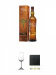 Paul John Nirvana Single Malt Whisky Indien in Geschenkpackung 0,7 Liter + Nosing Glser Kelchglas Bugatti mit Eichstrich 2cl und 4cl 1 Stck + Schiefer Glasuntersetzer eckig ca. 9,5 cm Durchmesser