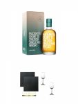 Mackmyra GRNT TE Whisky 0,7 Liter + Schiefer Glasuntersetzer eckig ca. 9,5 cm  2 Stck + Nosing Glser Kelchglas Bugatti mit Eichstrich 2cl und 4cl - 2 Stck