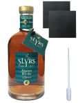 Slyrs Alpine Herbs Likr aus Deutschland 0,35 Liter + 2 Schieferuntersetzer 9,5 cm + Einwegpipette 1 Stck
