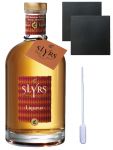 Slyrs Whiskylikr aus Deutschland 0,7 Liter + 2 Schieferuntersetzer 9,5 cm + Einwegpipette 1 Stck