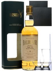 Balblair 10 Jahre Single Malt Whisky Gordon & MacPhail 0,7 Liter + 2 Glencairn Gläser + 2 Schieferuntersetzer 9,5 cm + Einwegpipette