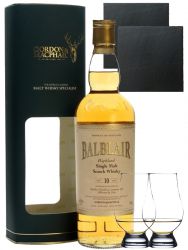Balblair 10 Jahre Single Malt Whisky Gordon & MacPhail 0,7 Liter + 2 Glencairn Gläser + 2 Schieferuntersetzer 9,5 cm
