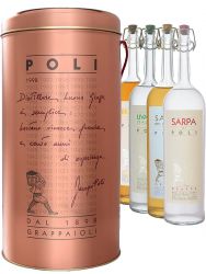 Jacopo Poli Maxxi Copper Tube jew. 1 x 0,7 Liter Sarpa, Sarpa Barrique, Uva Viva Italiana und Brandy Italiano