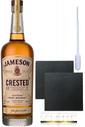 Jameson Crested Irish Whiskey 0,7 Liter + 2 Schieferuntersetzer 9,5 cm + Einwegpipette 1 Stück