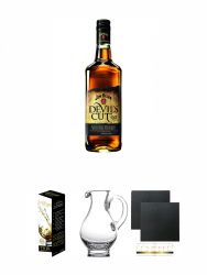 Jim Beam Devils Cut 1,0 Liter + Glencairn Glas Twin Pack Whiskyglas Stlzle 2 Stck + Wasserkrug Half Pint Serie The Glencairn Glass Stlzle + Schiefer Glasuntersetzer eckig ca. 9,5 cm  2 Stck