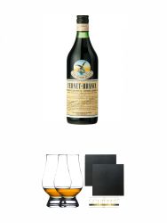 Fernet Branca Kruterlikr aus Italien 3,0 Liter + The Glencairn Glass Whisky Glas Stlzle 2 Stck + Schiefer Glasuntersetzer eckig ca. 9,5 cm  2 Stck