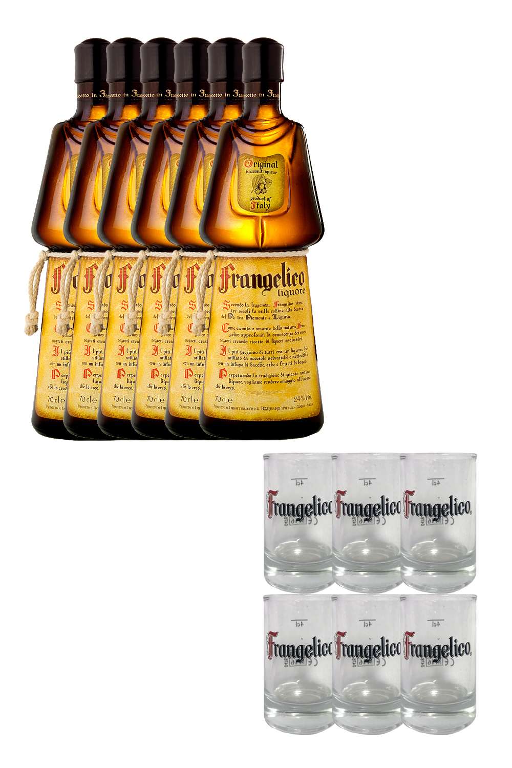 Frangelico Haselnuss 6 x 0,7 + Gläser ist preiswerter Online Ihr Getraenke-Handel.com - 6 Liter Spirituosen