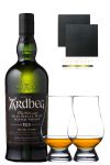 Ardbeg TEN 10 Jahre Islay Single Malt Whisky 0,7 Liter + 2 Glencairn Gläser + 2 Schieferuntersetzer