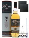 Arran 10 Jahre Single Malt Whisky 0,7 Liter + 2 Glencairn Gläser + 2 Schieferuntersetzer 9,5 cm + Einwegpipette