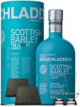 Bruichladdich Scottish Barley Laddie Classic 0,7 Liter + 2 Glencairn Gläser und 2 Schieferuntersetzer quadratisch 9,5 cm