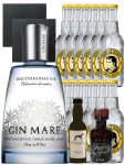 Gin-Set Gin Mare 0,7 Liter + Windspiel Gin 4cl + Filliers Gin 4cl, 12 x Thomas Henry Tonic 0,2 Liter + 2 Schieferuntersetzer