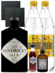 Gin-Set Hendricks Gin 0,7 Liter + Haymans Sloe Gin 5cl + Monkey 47 Gin 5 cl + 2 x Goldberg Tonic 1,0 Liter + 2 Schieferuntersetzer