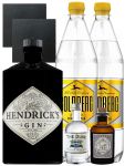 Gin-Set Hendricks Gin 0,7 Liter + The Duke Gin 5 cl + Monkey 47 Gin 5cl + 2 x Goldberg Tonic 1,0 Liter + 2 Schieferuntersetzer