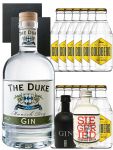 Gin-Set The Duke Gin 0,7 Liter + Black Gin 5cl + Siegfried Gin 4cl + 12 x Goldberg Tonic Water 0,2 Liter + 2 Schieferuntersetzer