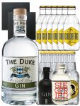 Gin-Set The Duke Gin 0,7 Liter + Black Gin 5cl + Siegfried Gin 4cl + 6 x Thomas Henry Tonic Water 0,2 Liter, 6 x Goldberg Tonic 0,2 Liter + 2 Schieferuntersetzer
