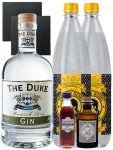 Gin-Set Duke Gin 0,7 Liter, Haymans Sloe Gin 5cl + Monkey 47 Gin 5 cl + 2 x Thomas Henry Tonic 1,0 Liter + 2 Schieferuntersetzer