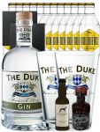Gin-Set Duke Gin 0,7 Liter, Windspiel Gin 4cl, Filliers Gin 4cl, 12 x Goldberg Tonic 0,2 Liter, 2 Schieferuntersetzer, 2 x The Duke Glas 0,3 Liter