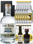 Gin-Set The Duke Gin 0,7 Liter + Windspiel Gin 4cl + Filliers Gin 4cl, 6 x Thomas Henry Tonic 0,2 Liter, 6 x Goldberg Tonic 0,2 Liter + 2 Schieferuntersetzer