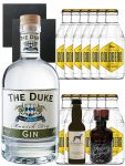 Gin-Set The Duke Gin 0,7 Liter + Windspiel Gin 4cl + Filliers GinI 4cl, 12 x Goldberg Tonic 0,2 Liter + 2 Schieferuntersetzer