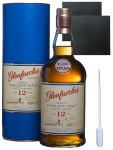 Glenfarclas 12 Jahre Speyside Whisky 0,7 Liter + 2 Schiefer Glasuntersetzer 9,5 cm + Einwegpipette