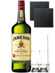 Jameson Irish Whiskey 1,0 Liter + 2 Glencairn Gläser + 2 Schieferuntersetzer 9,5 cm + Einwegpipette 1 Stück