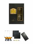 Cardenal Mendoza spanischer Brandy + 2 Gläser 0,7 Liter + The Glencairn Glass Whisky Glas Stölzle 2 Stück + Schiefer Glasuntersetzer eckig ca. 9,5 cm Ø 2 Stück + Buffet-Platte Servierplatte Schieferplatte aus Schiefer 60 x 30 cm schwarz