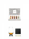Tastillery Whisky Tasting Probierset Whisky Weltreise in Geschenkbox 5 x 50ml + The Glencairn Glass Whisky Glas Stlzle 1 Stck + Schiefer Glasuntersetzer eckig ca. 9,5 cm Durchmesser
