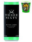 Three Sixty & Bitter Lemon 0,33 Liter + Jello Shot Waldmeister Wackelpudding mit Wodka 42 Gramm Becher